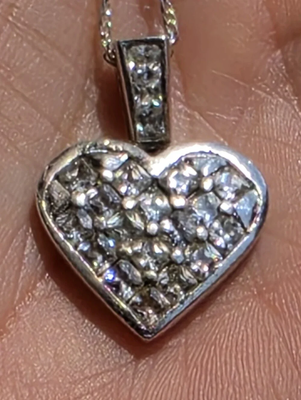 925 Sterling silver heart necklace with Czs
